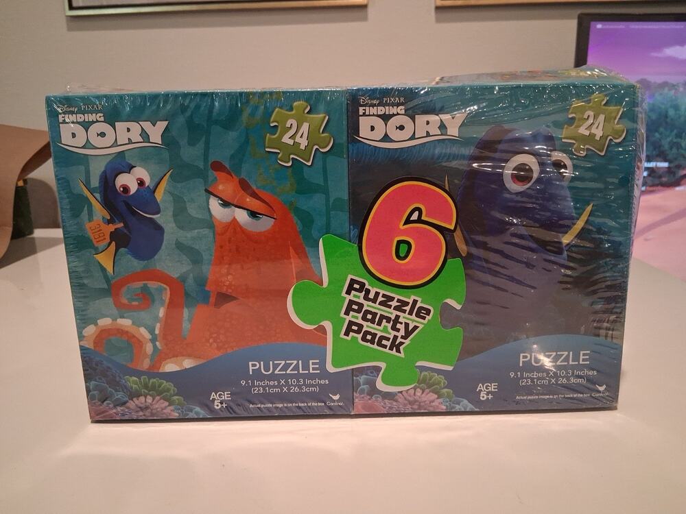 New Sealed Cardinal 6 Puzzle Party Pack Trolls Finding Dory Shimmer Shine